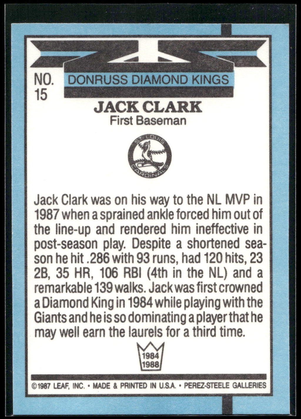 1988 Donruss #15 Jack Clark