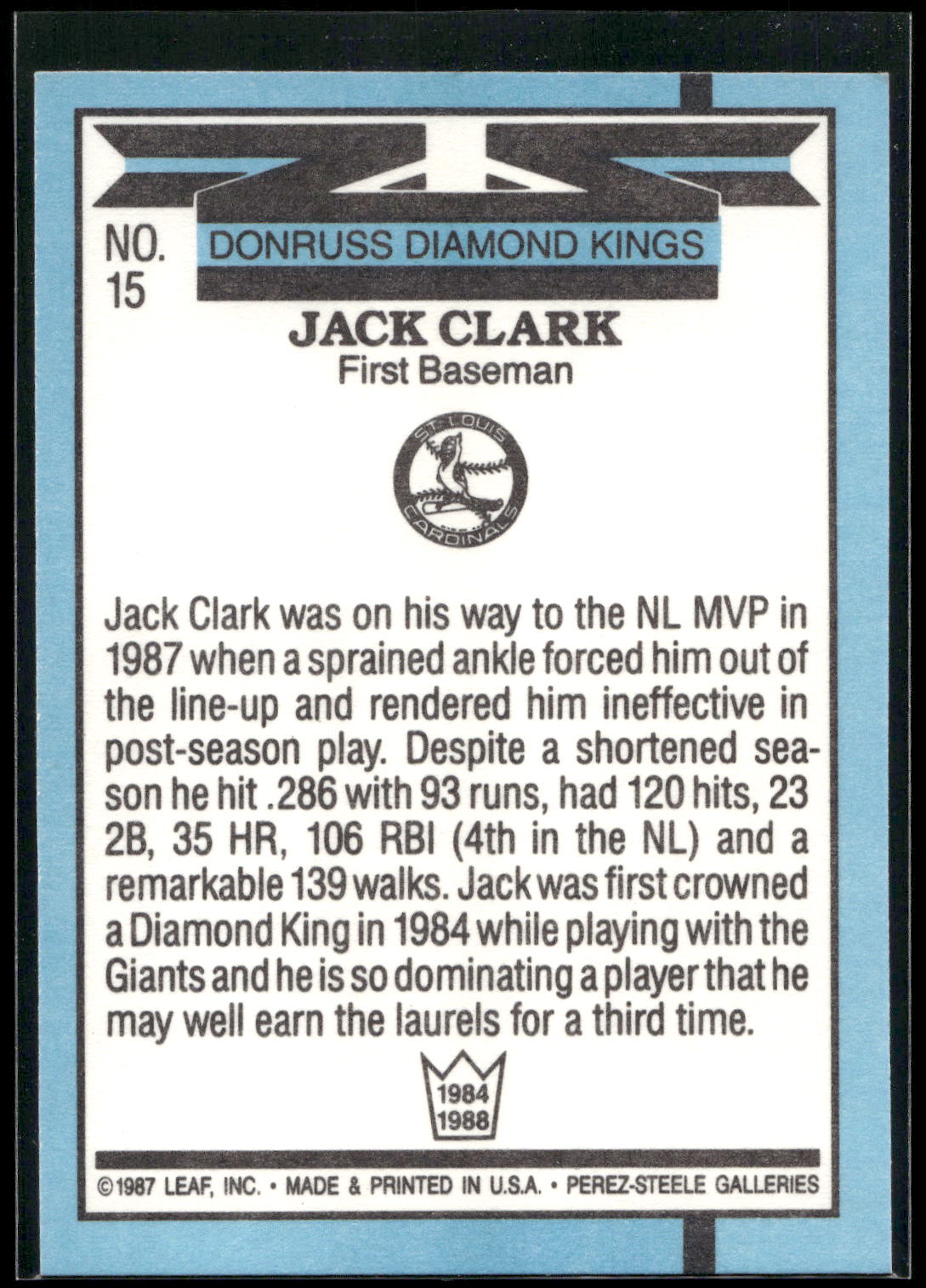 1988 Donruss #15 Jack Clark