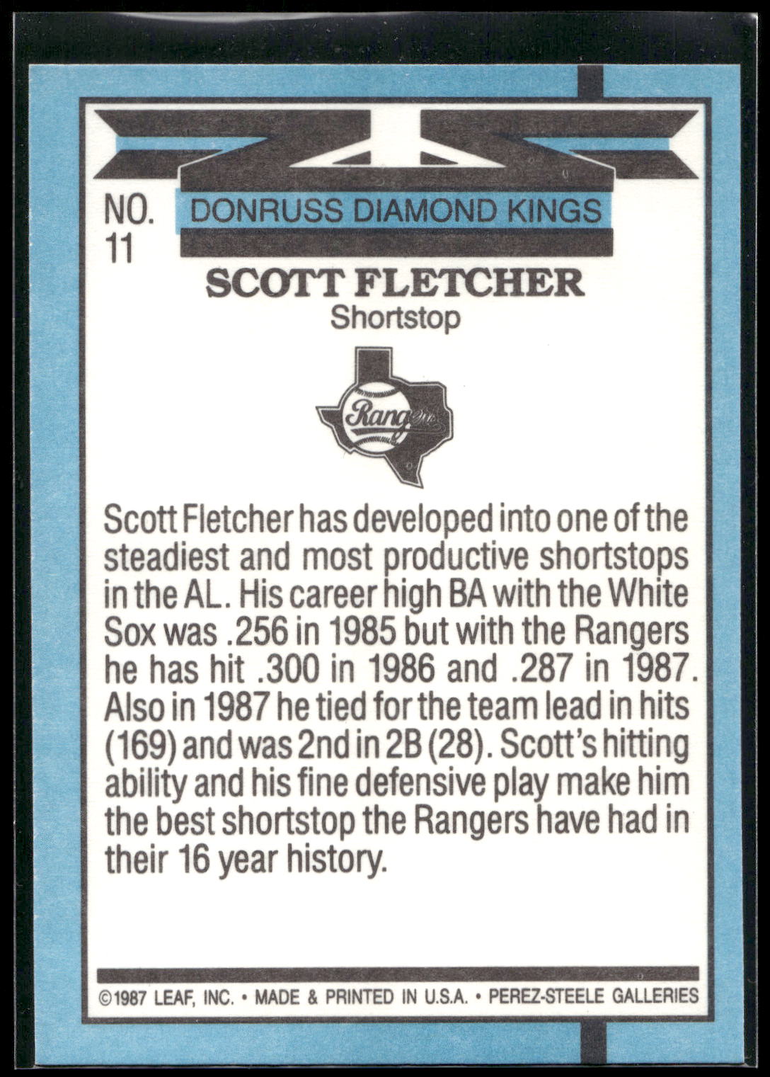 1988 Donruss #11 Scott Fletcher