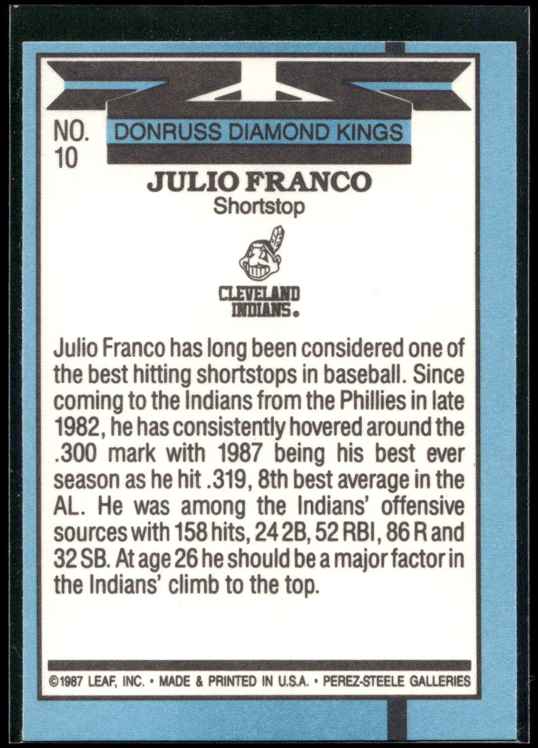 1988 Donruss #10 Julio Franco