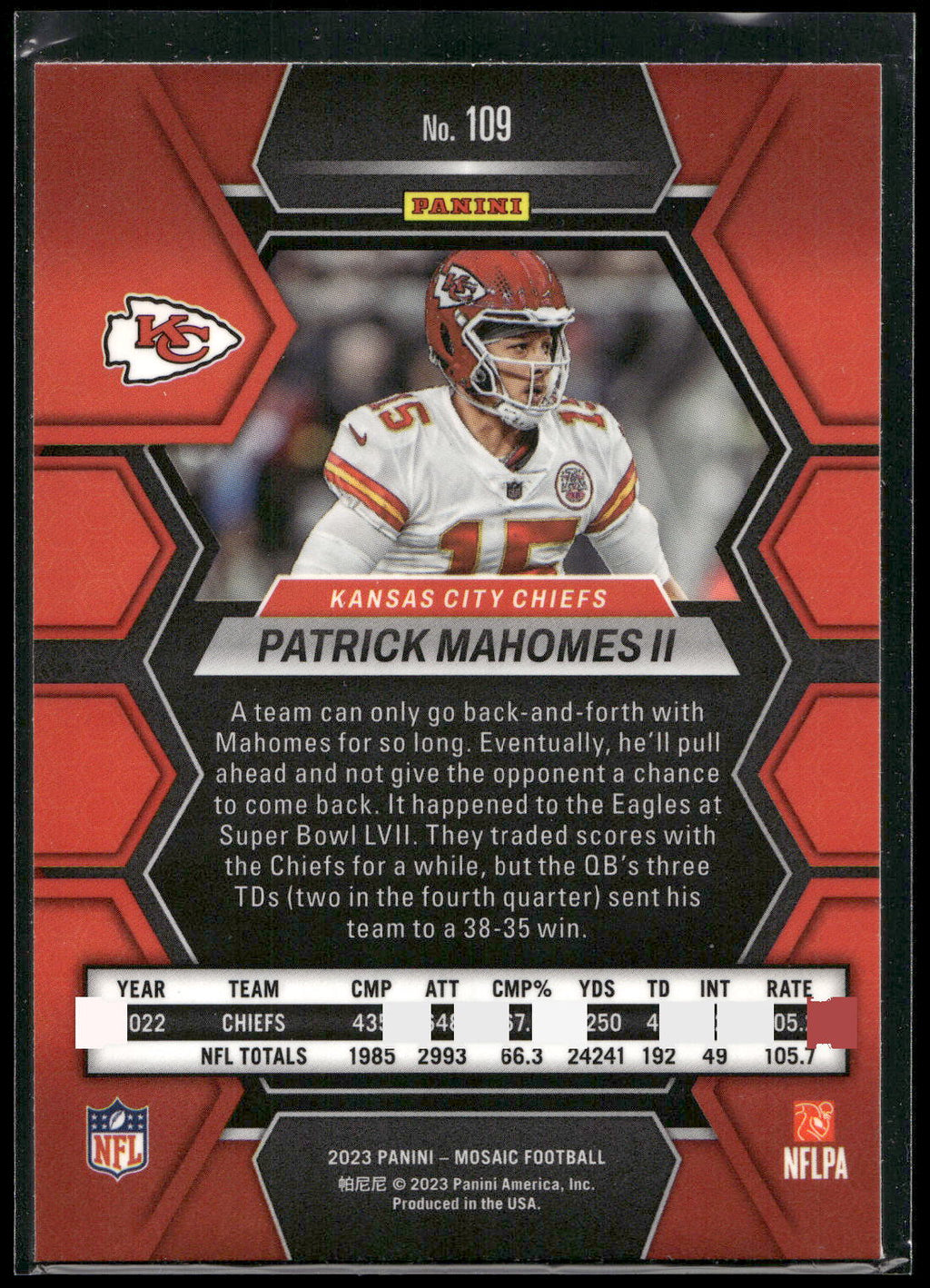 2023 Panini Mosaic #109 Patrick Mahomes II
