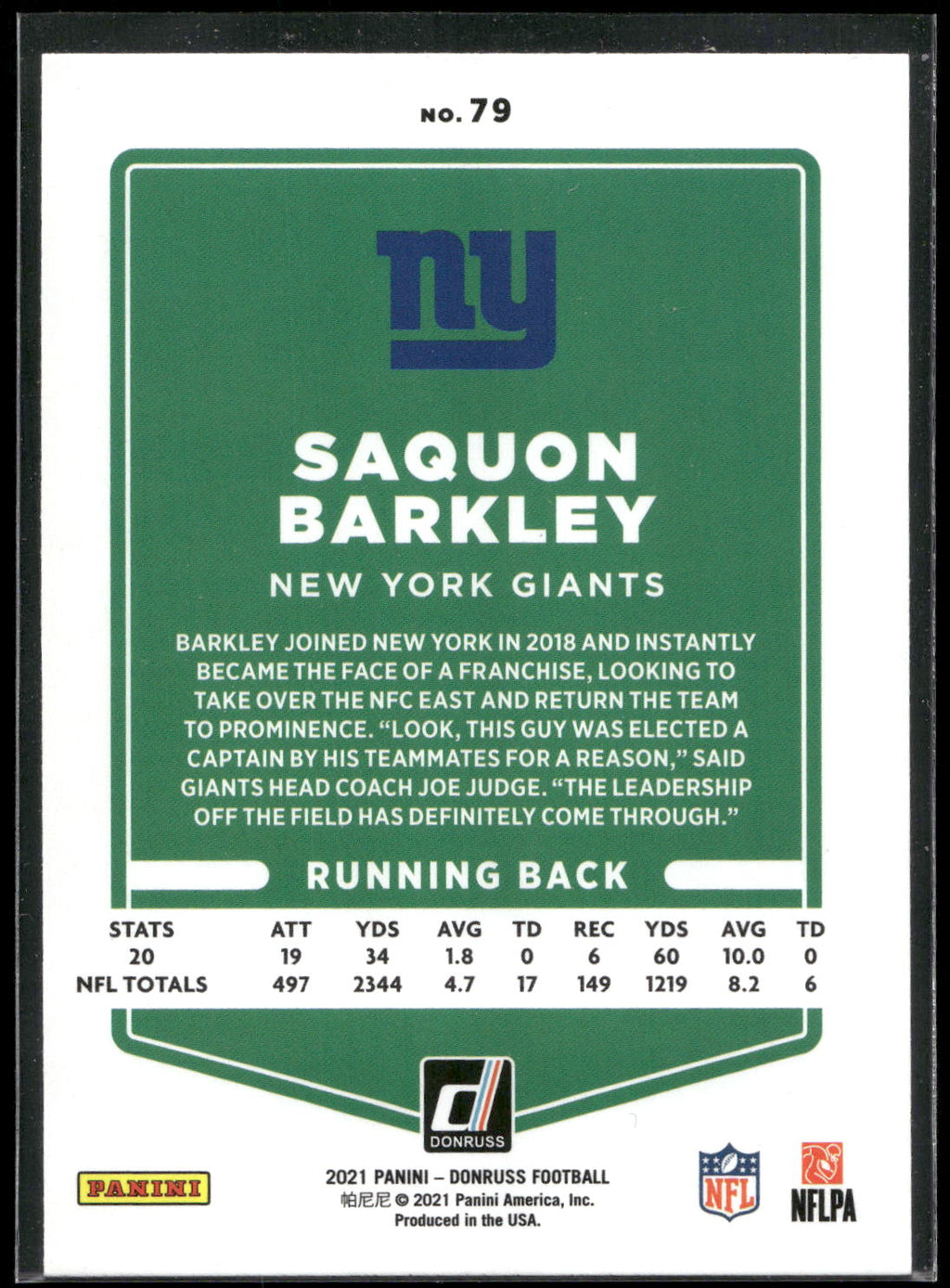 2021 Donruss #79 Saquon Barkley