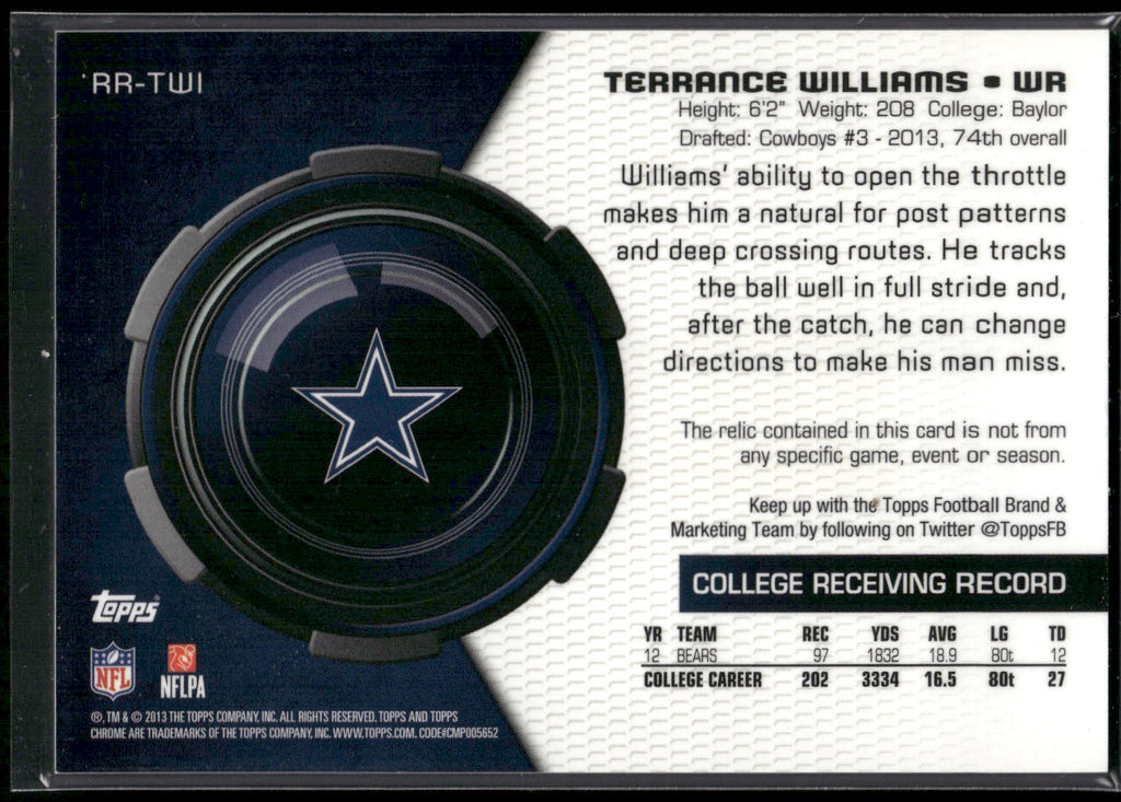 2013 Topps Chrome #RR-TWI Terrance Williams Rookie Relics