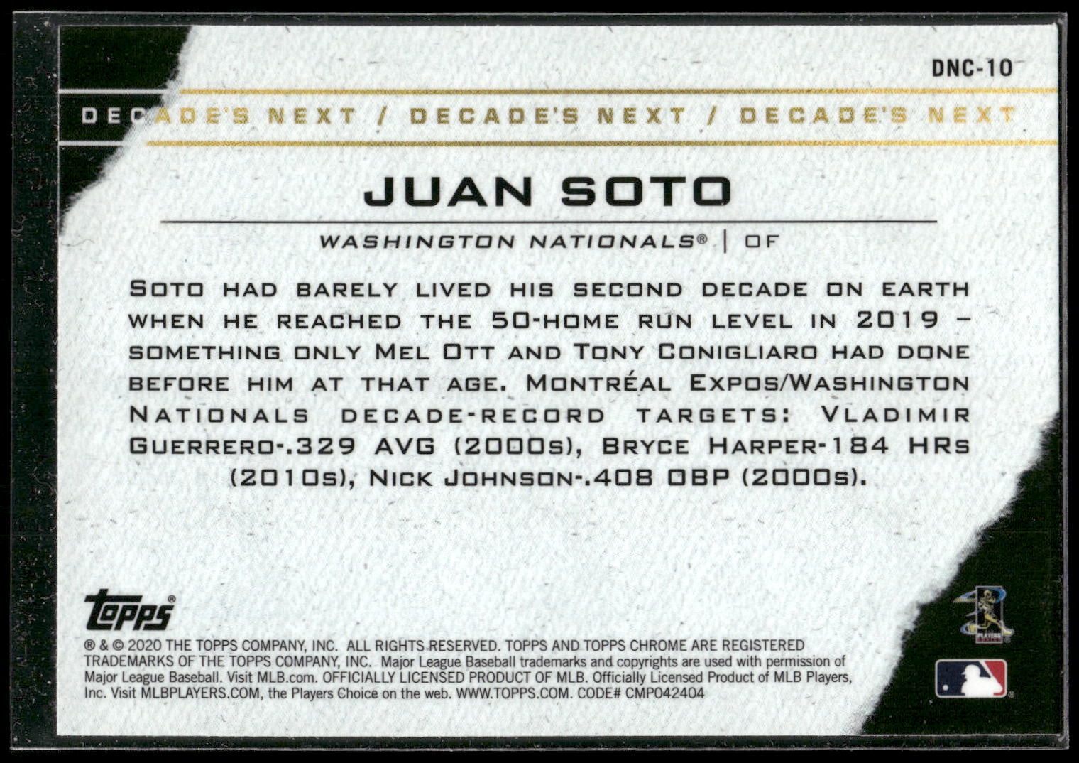 2020 Topps Chrome Update #DNC-10 Juan Soto Decade's Next