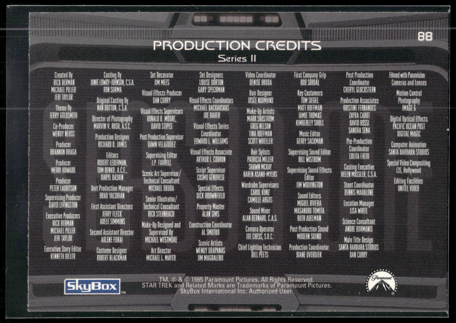 1995 SkyBox Star Trek: Voyager Season One Series Two #88 Cast