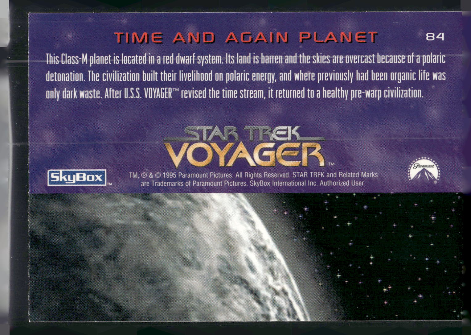 1995 SkyBox Star Trek: Voyager Season One Series Two #84 Time and Again Planet