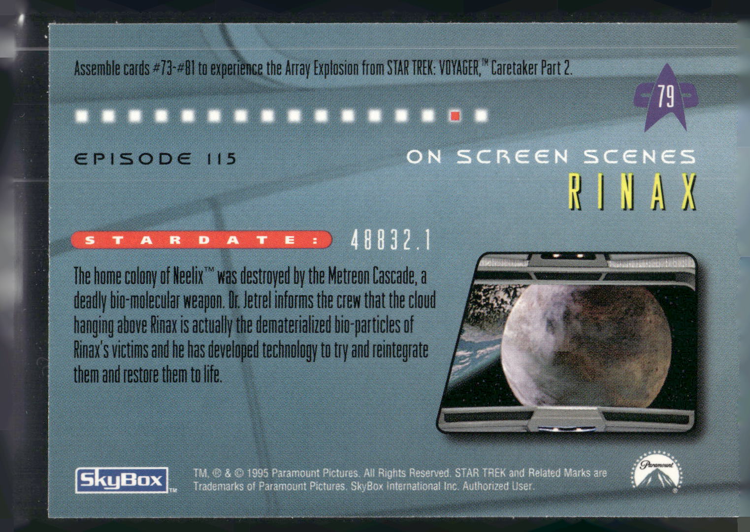 1995 SkyBox Star Trek: Voyager Season One Series Two #79 Rinax