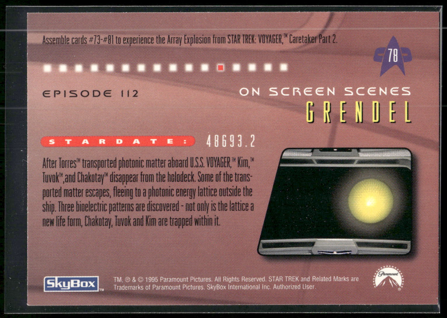 1995 SkyBox Star Trek: Voyager Season One Series Two #78 Grendel