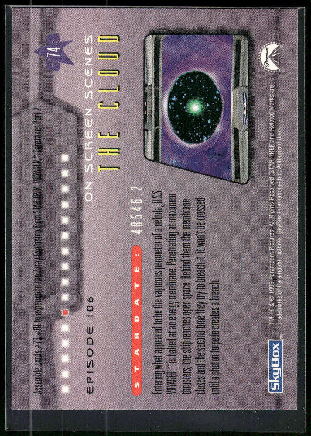 1995 SkyBox Star Trek: Voyager Season One Series Two #74 The Cloud