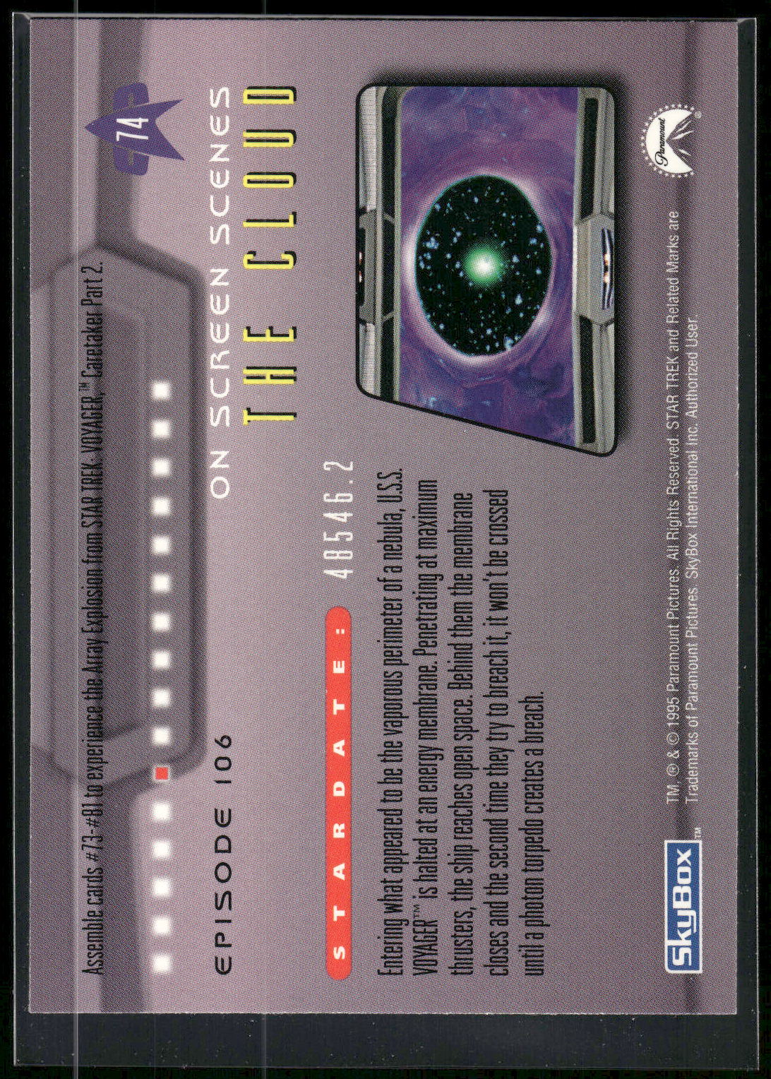 1995 SkyBox Star Trek: Voyager Season One Series Two #74 The Cloud