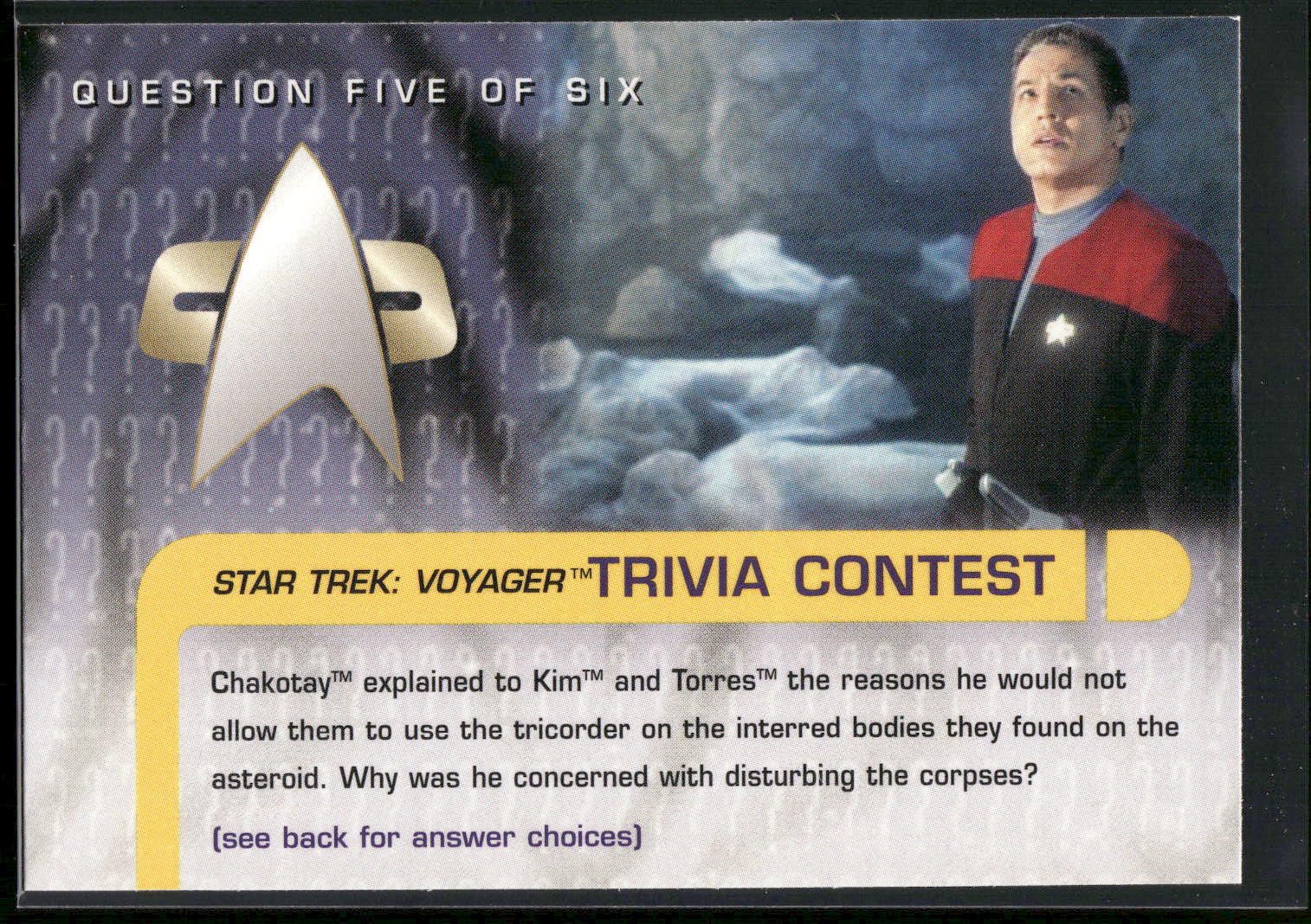 1995 SkyBox Star Trek: Voyager Season One Series Two #62 Question Five of Six