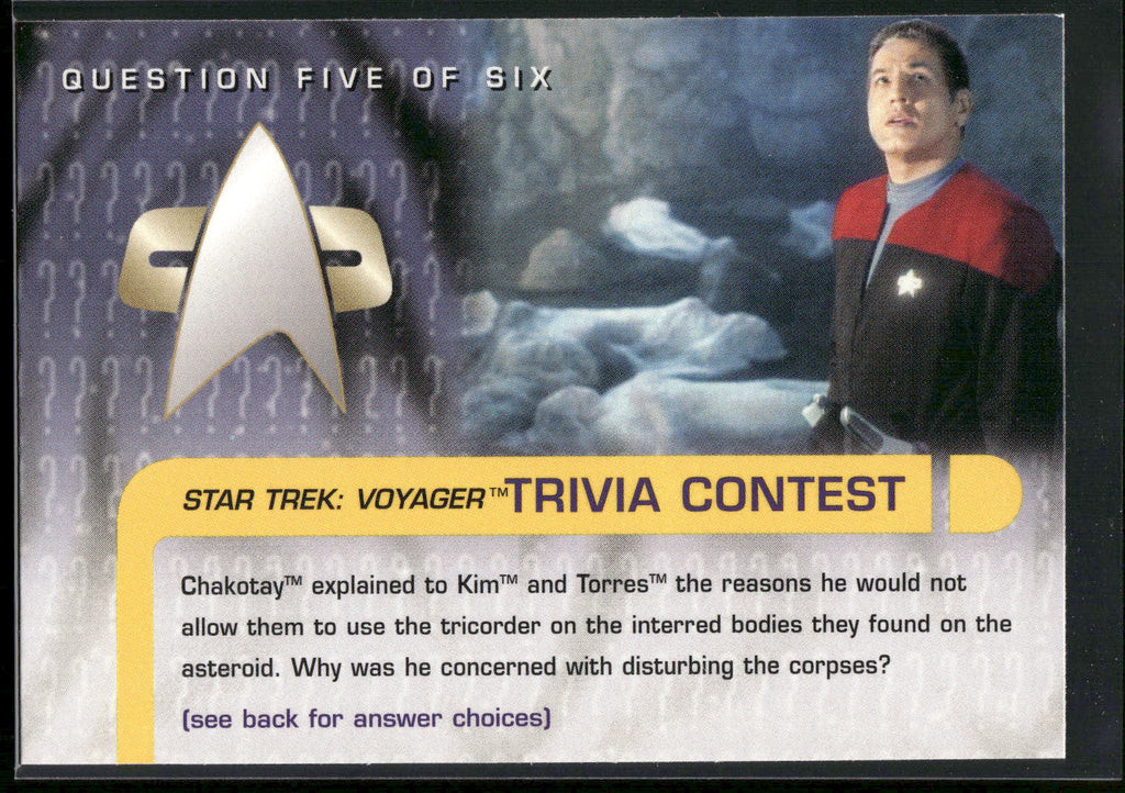 1995 SkyBox Star Trek: Voyager Season One Series Two #62 Question Five of Six