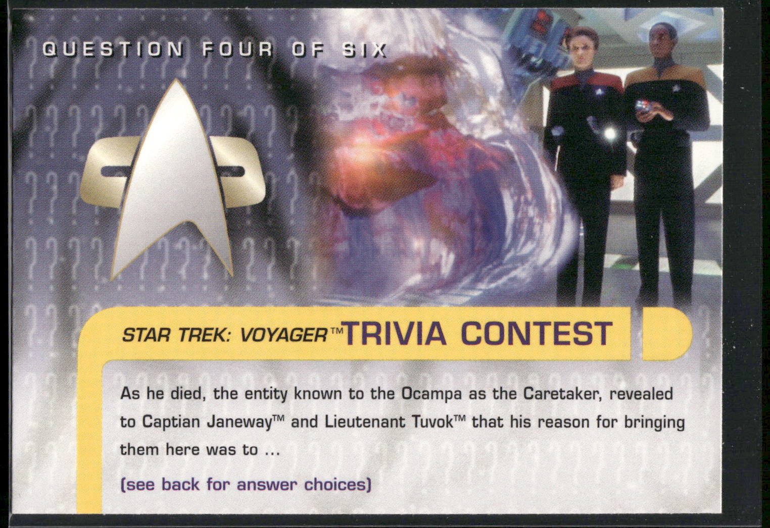 1995 SkyBox Star Trek: Voyager Season One Series Two #61 Question Four of Six