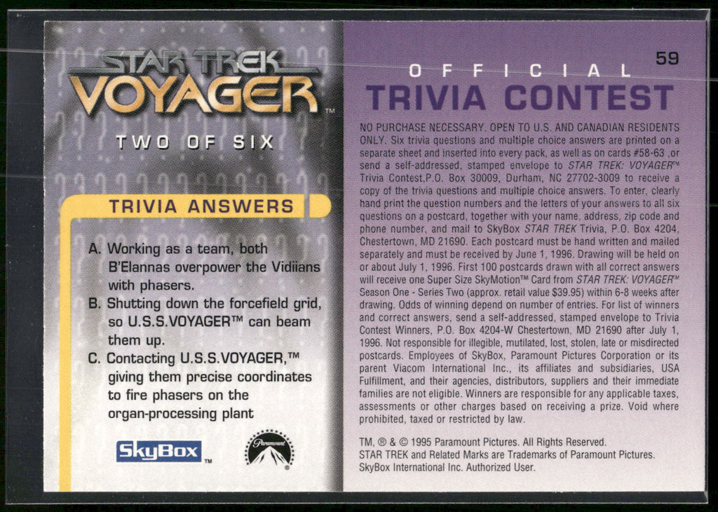 1995 SkyBox Star Trek: Voyager Season One Series Two #59 Question Two of Six