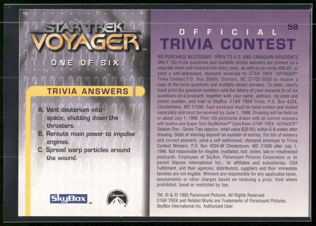 1995 SkyBox Star Trek: Voyager Season One Series Two #58 Question One of Six