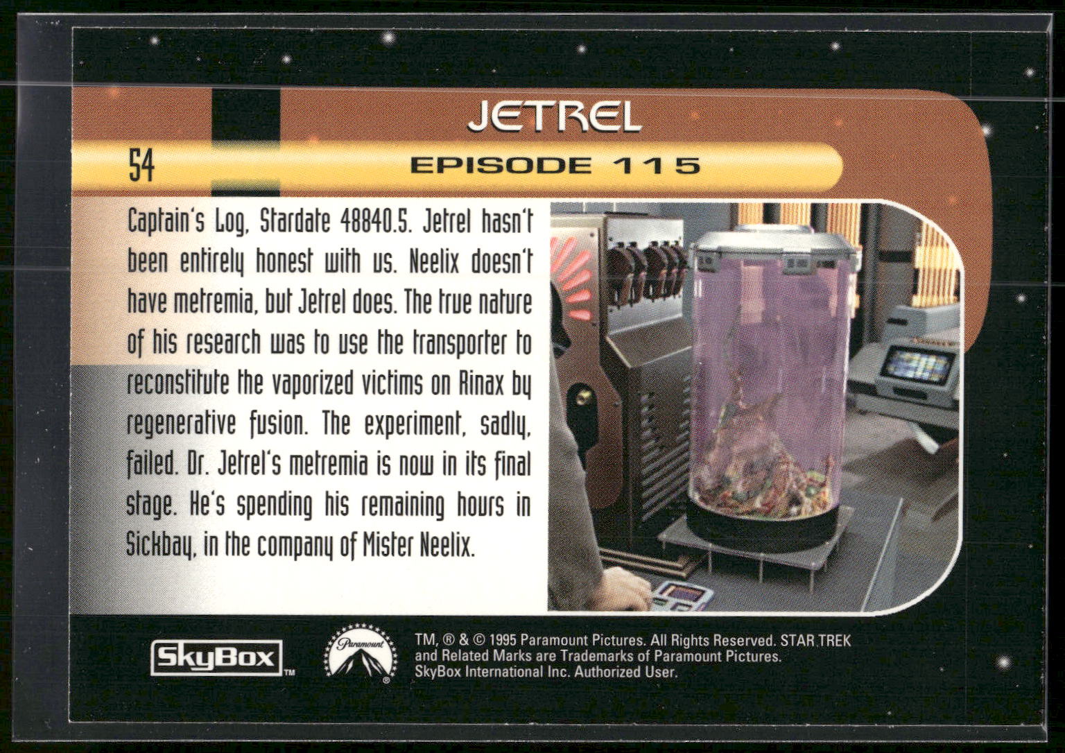 1995 SkyBox Star Trek: Voyager Season One Series Two #54 Jetrel