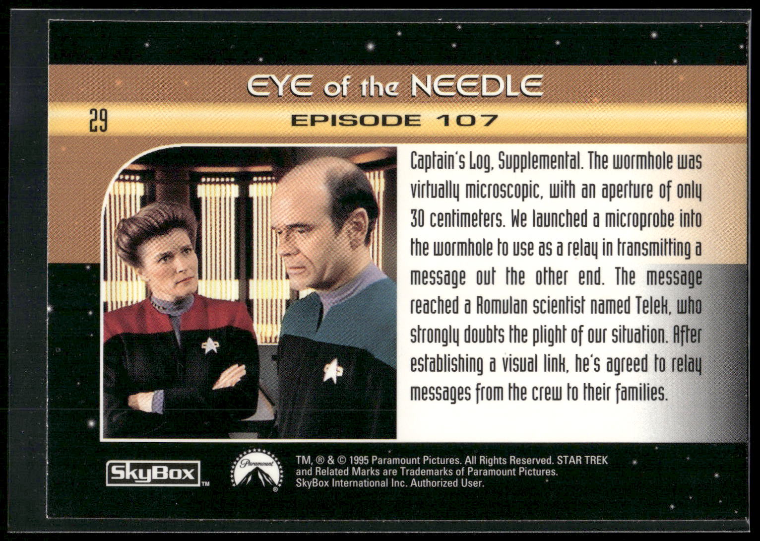1995 SkyBox Star Trek: Voyager Season One Series Two #29 Eye of the Needle