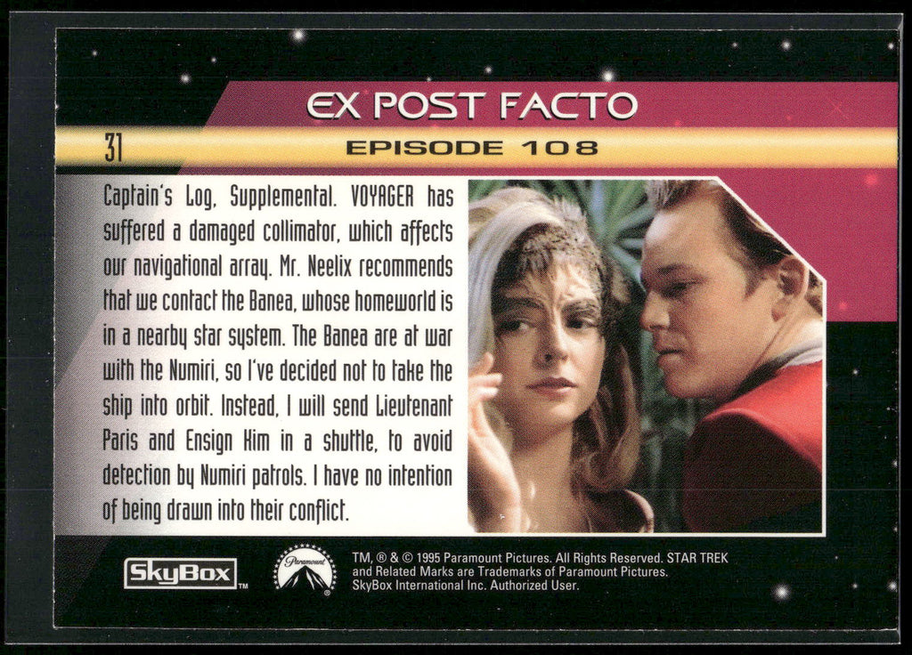 1995 SkyBox Star Trek: Voyager Season One Series Two #31 Ex Post Facto