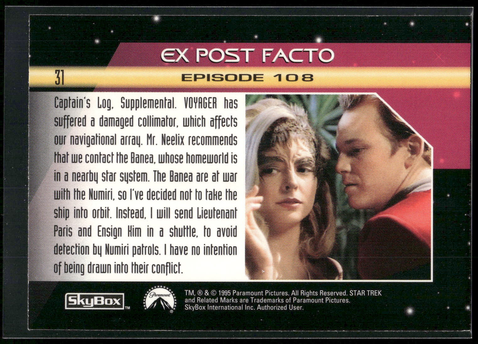 1995 SkyBox Star Trek: Voyager Season One Series Two #31 Ex Post Facto