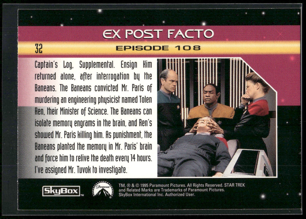 1995 SkyBox Star Trek: Voyager Season One Series Two #32 Ex Post Facto
