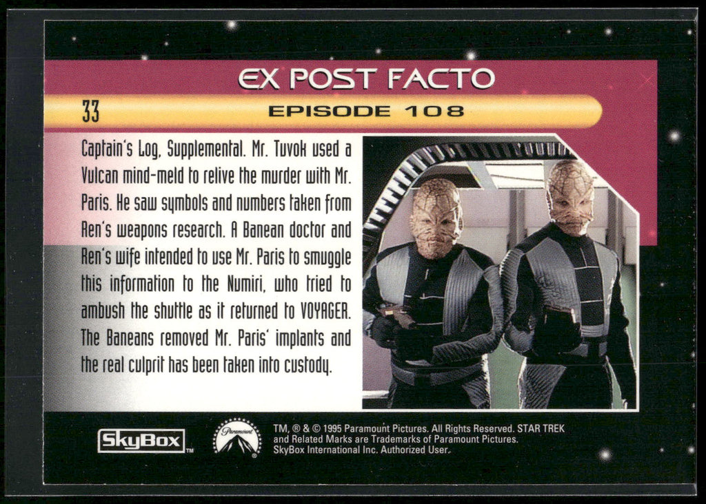 1995 SkyBox Star Trek: Voyager Season One Series Two #33 Ex Post Facto