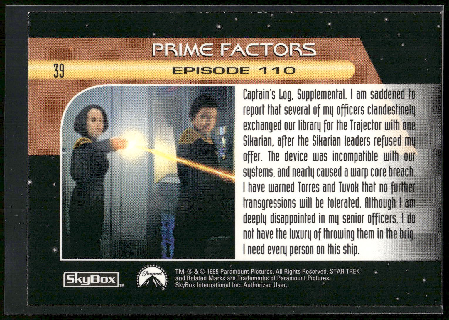 1995 SkyBox Star Trek: Voyager Season One Series Two #39 Prime Factors