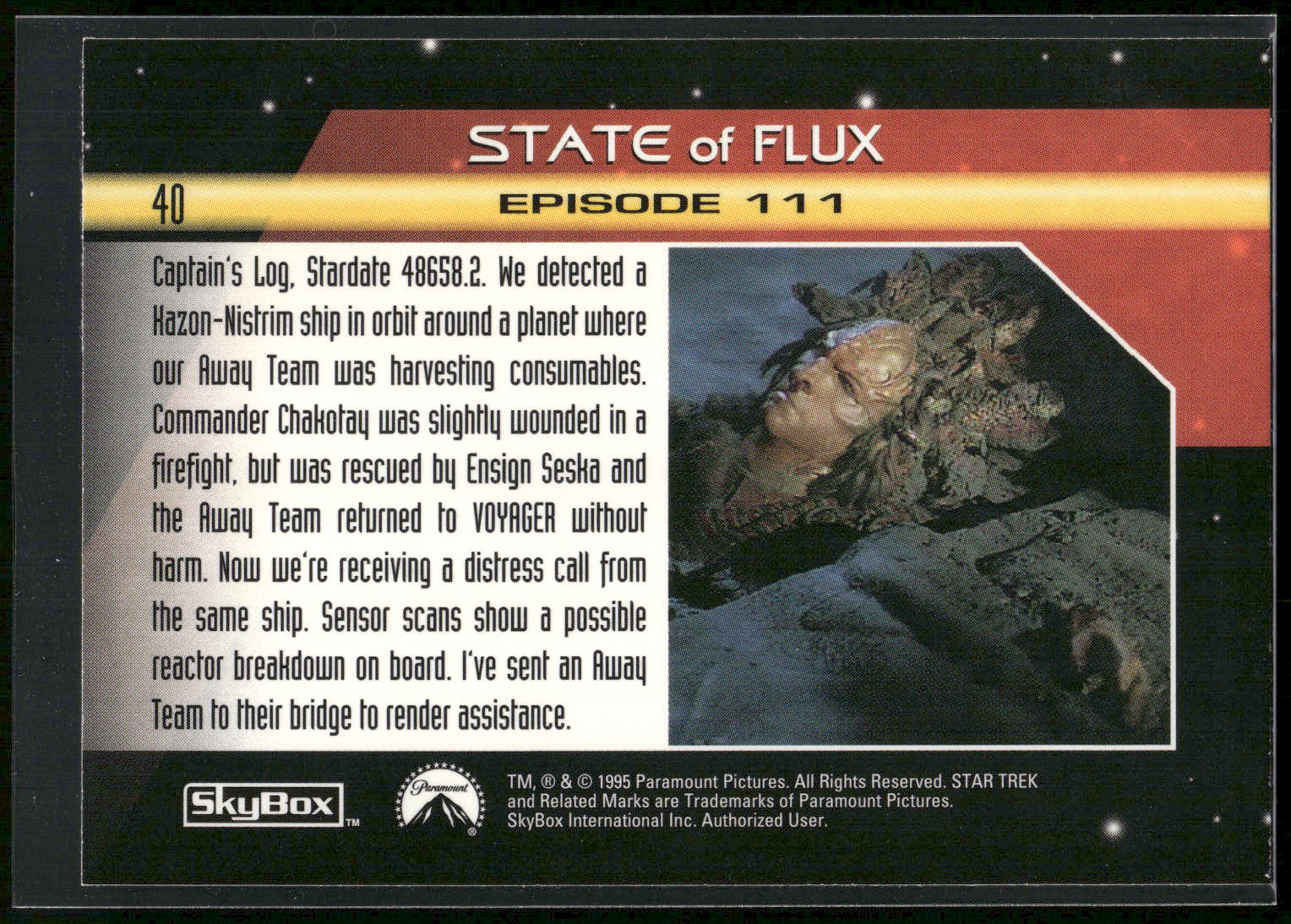 1995 SkyBox Star Trek: Voyager Season One Series Two #40 State of Flux