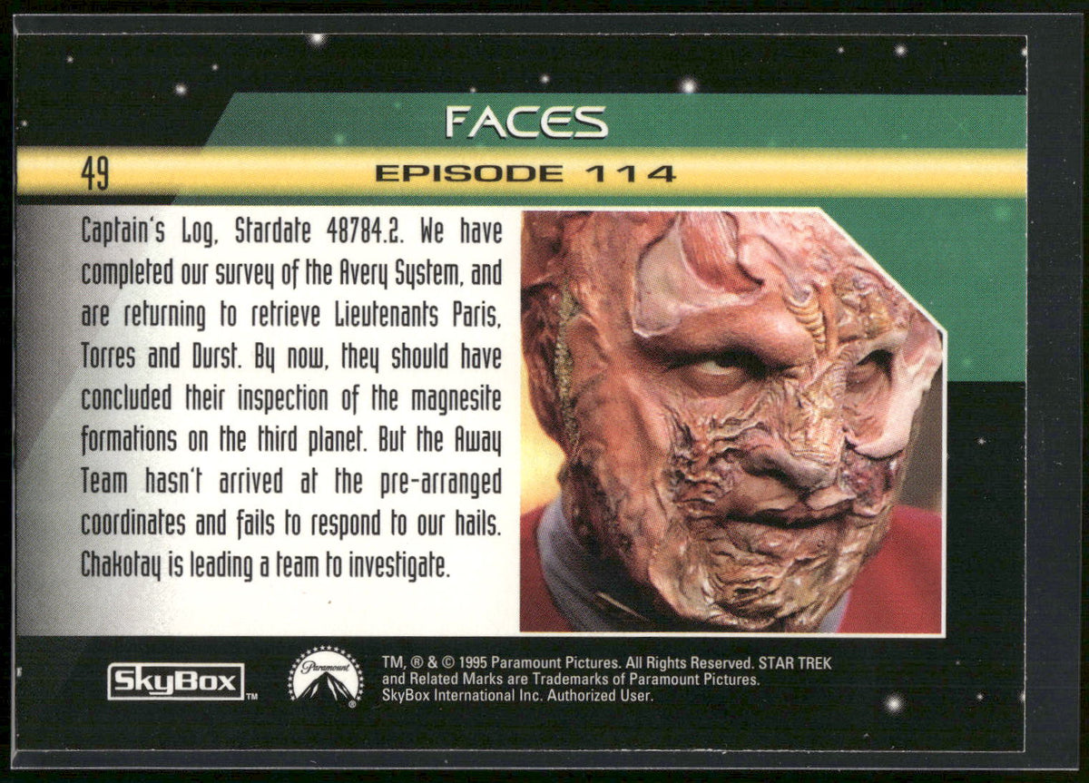 1995 SkyBox Star Trek: Voyager Season One Series Two #49 Faces