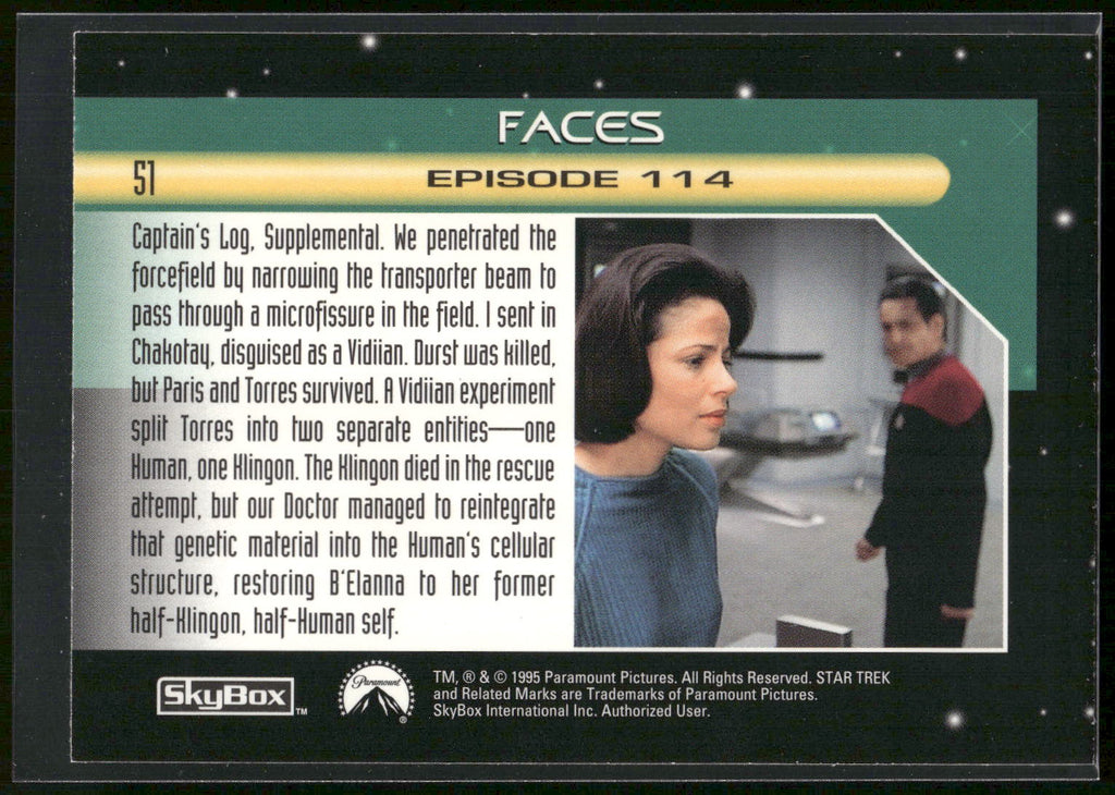 1995 SkyBox Star Trek: Voyager Season One Series Two #51 Faces