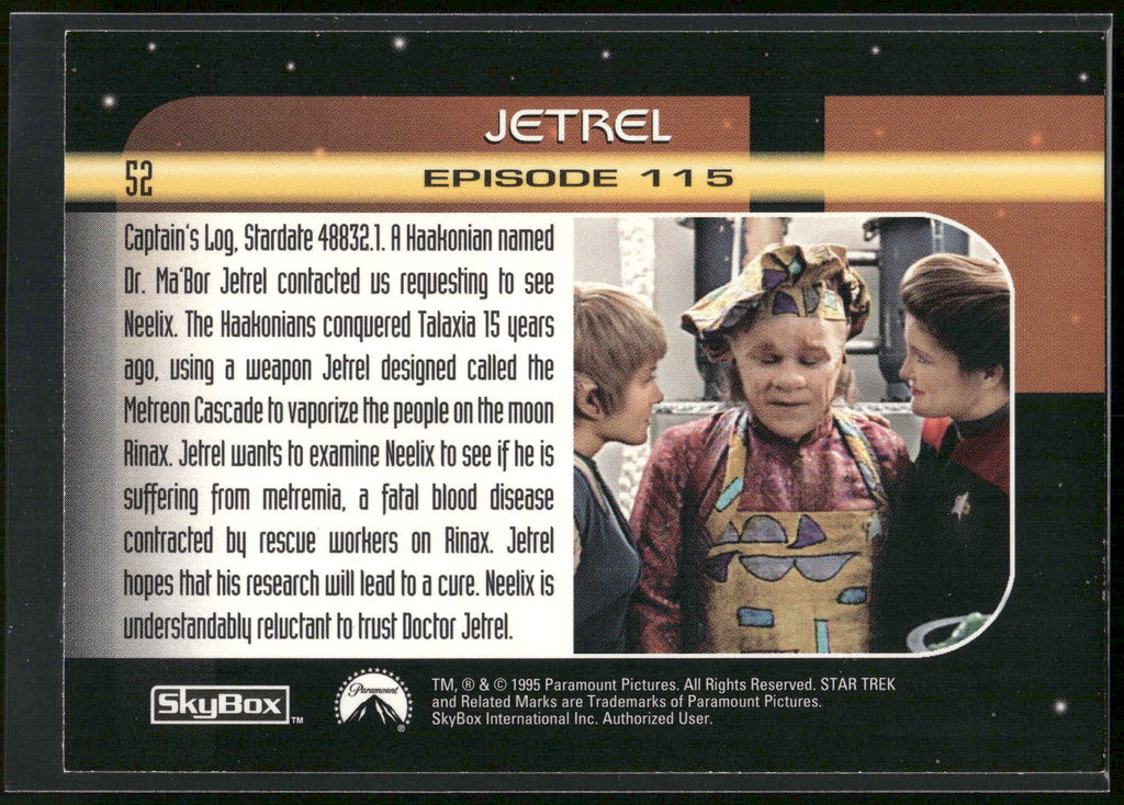 1995 SkyBox Star Trek: Voyager Season One Series Two #52 Jetrel