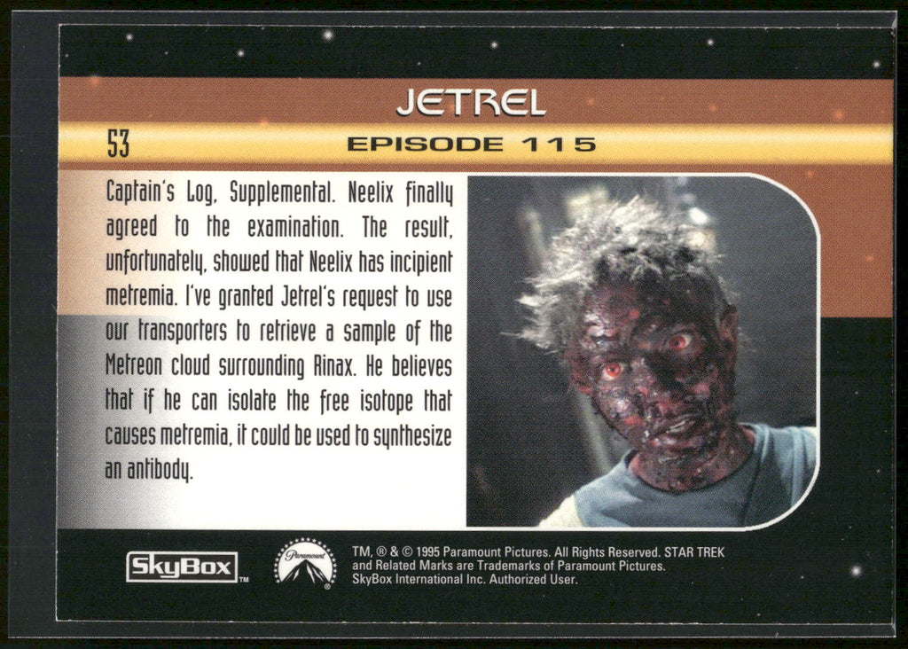 1995 SkyBox Star Trek: Voyager Season One Series Two #53 Jetrel
