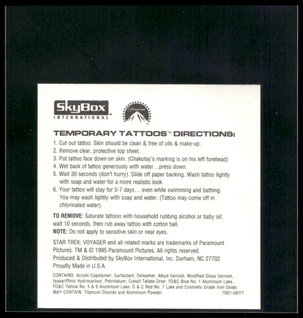 1995 SkyBox Star Trek: Voyager Season One Series Two Chakotay Temporary Tattoo