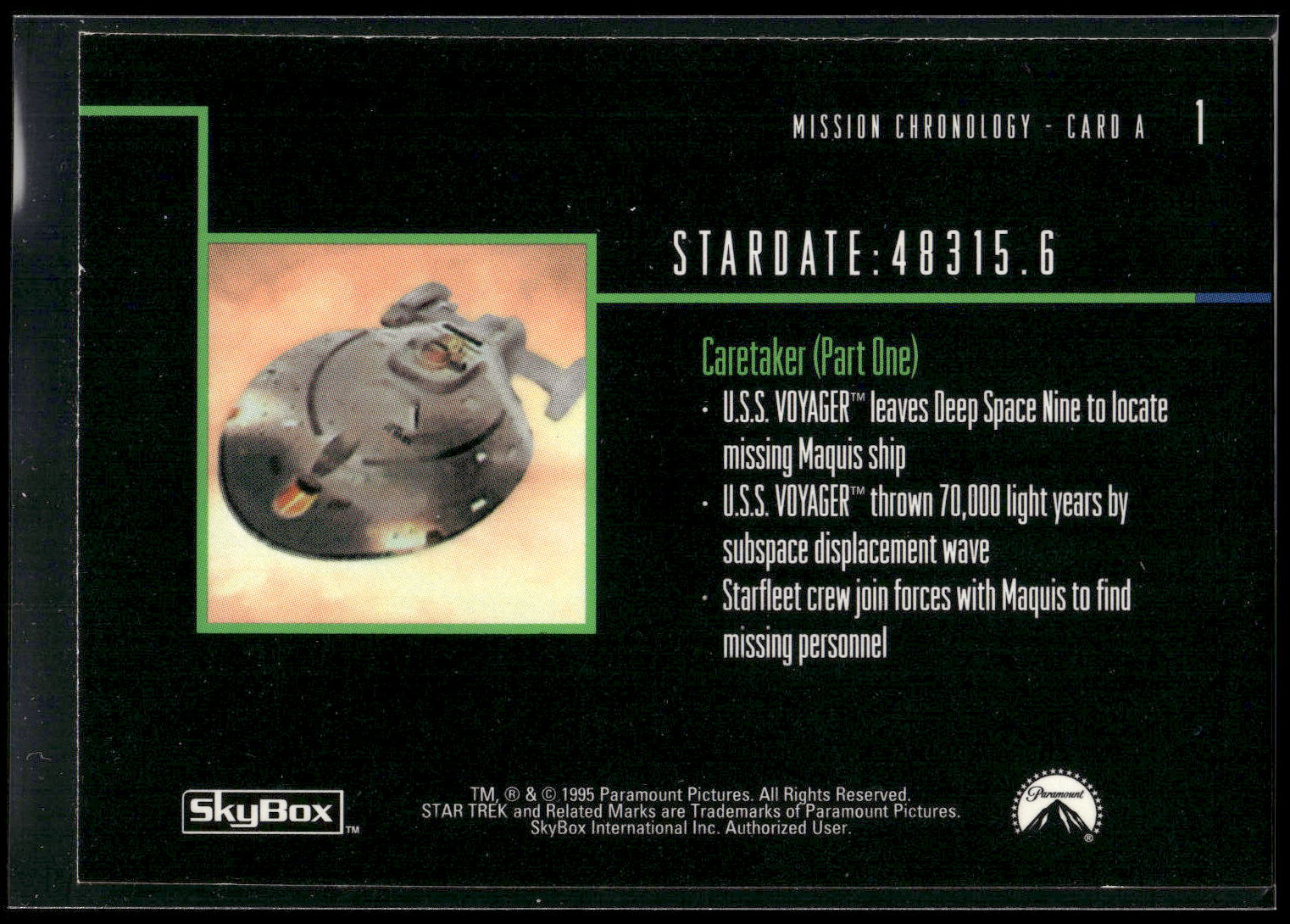 1995 SkyBox Star Trek: Voyager Season One Series Two #1 Mission