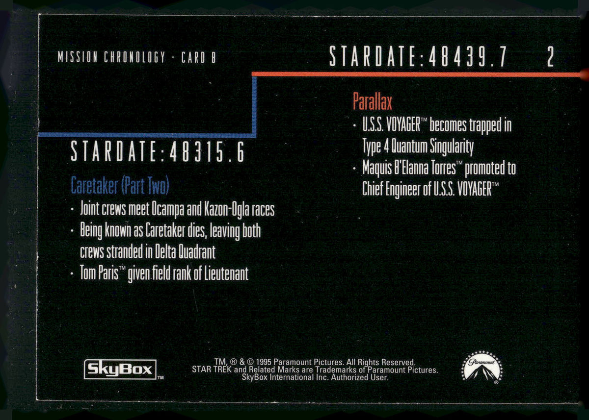 1995 SkyBox Star Trek: Voyager Season One Series Two #2 Mission