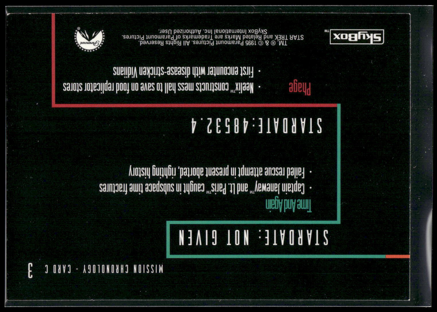 1995 SkyBox Star Trek: Voyager Season One Series Two #3 Mission