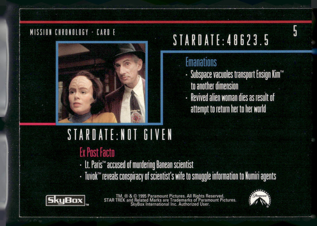 1995 SkyBox Star Trek: Voyager Season One Series Two #5 Mission