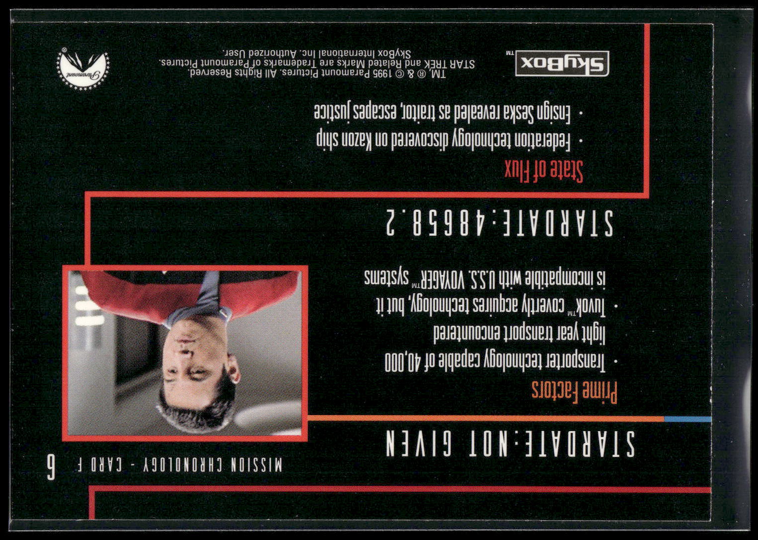 1995 SkyBox Star Trek: Voyager Season One Series Two #6 Mission