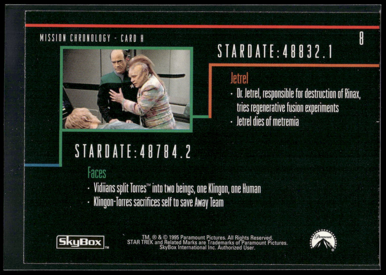 1995 SkyBox Star Trek: Voyager Season One Series Two #8 Mission