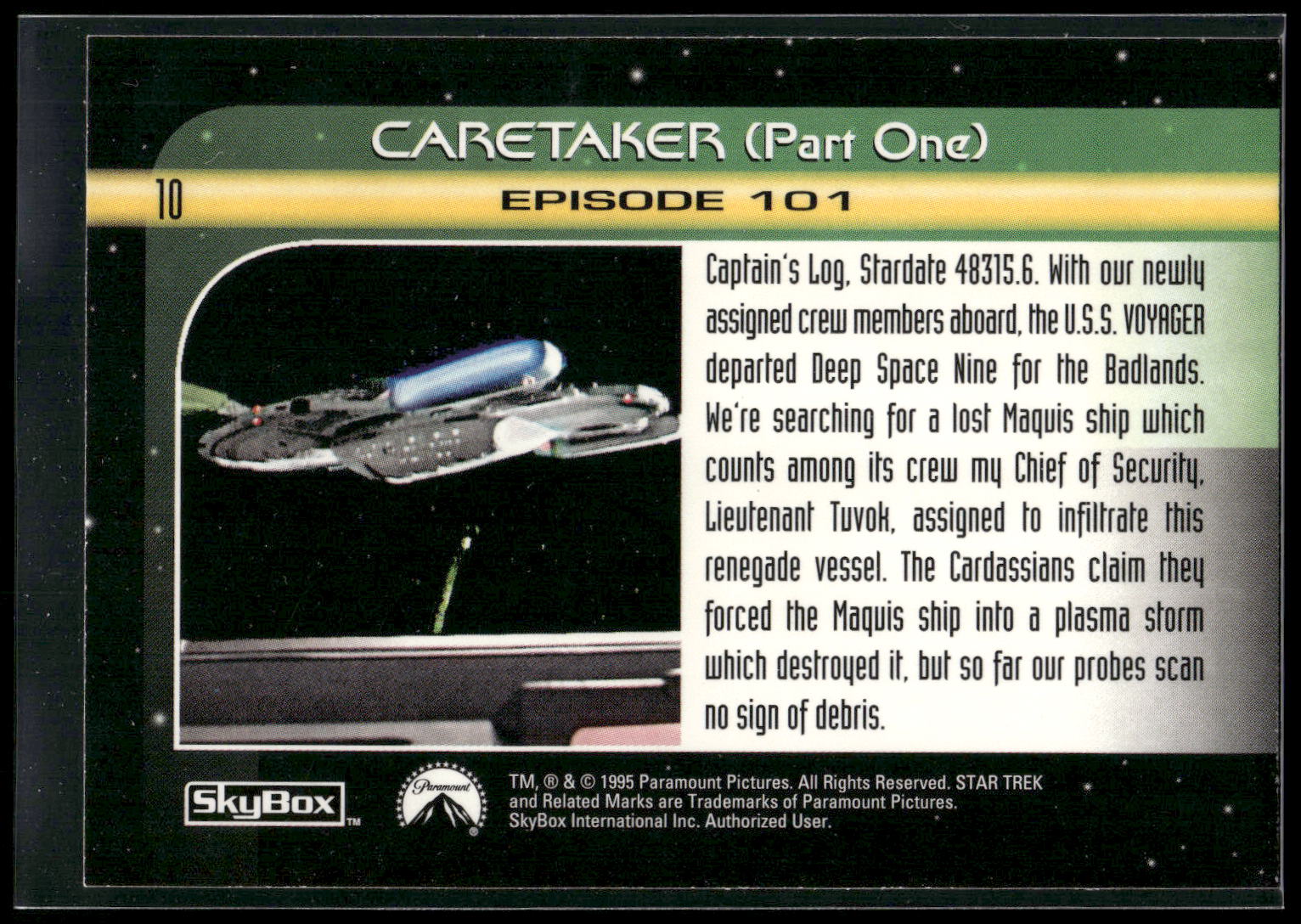 1995 SkyBox Star Trek: Voyager Season One Series Two #10 Caretaker (Part One)