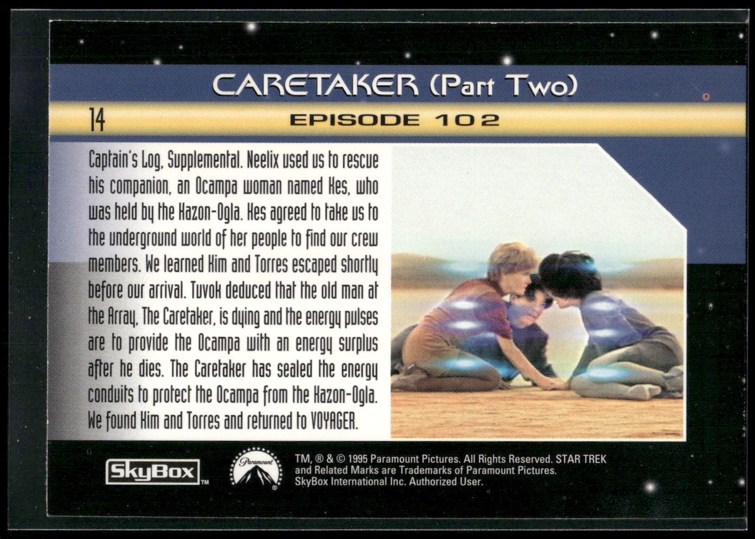 1995 SkyBox Star Trek: Voyager Season One Series Two #14 Caretaker (Part Two)