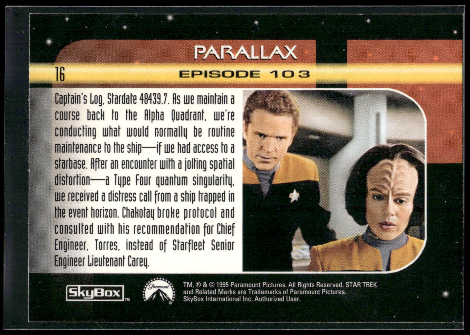 1995 SkyBox Star Trek: Voyager Season One Series Two #16 Parallax