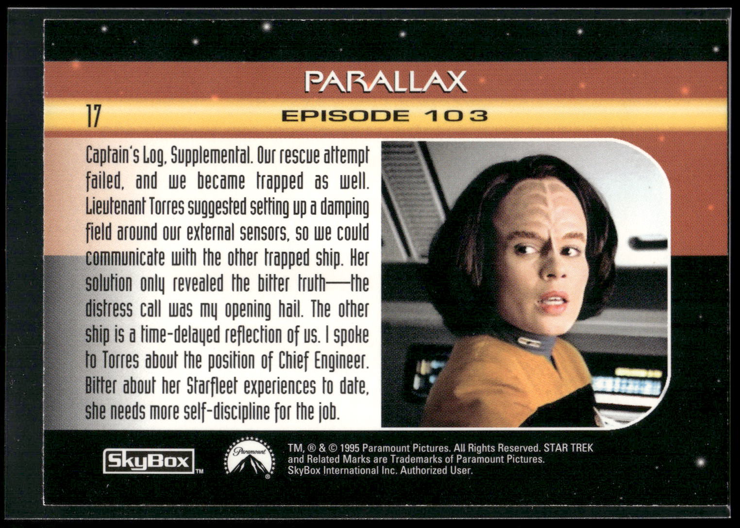 1995 SkyBox Star Trek: Voyager Season One Series Two #17 Parallax