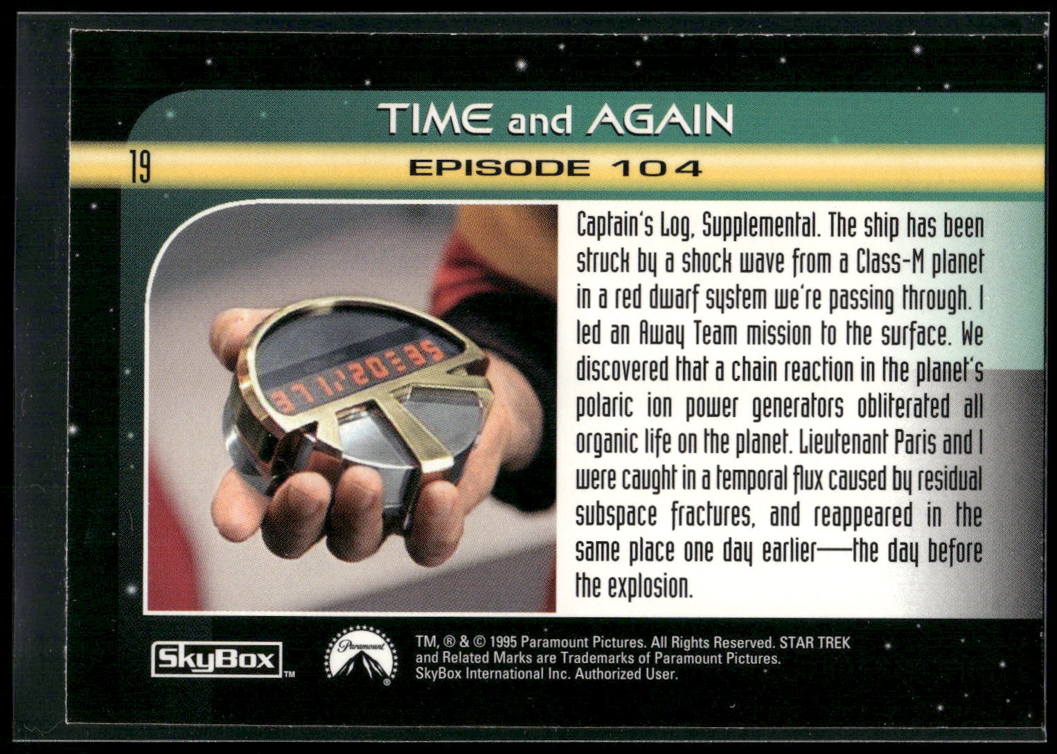 1995 SkyBox Star Trek: Voyager Season One Series Two #19 Time and Again