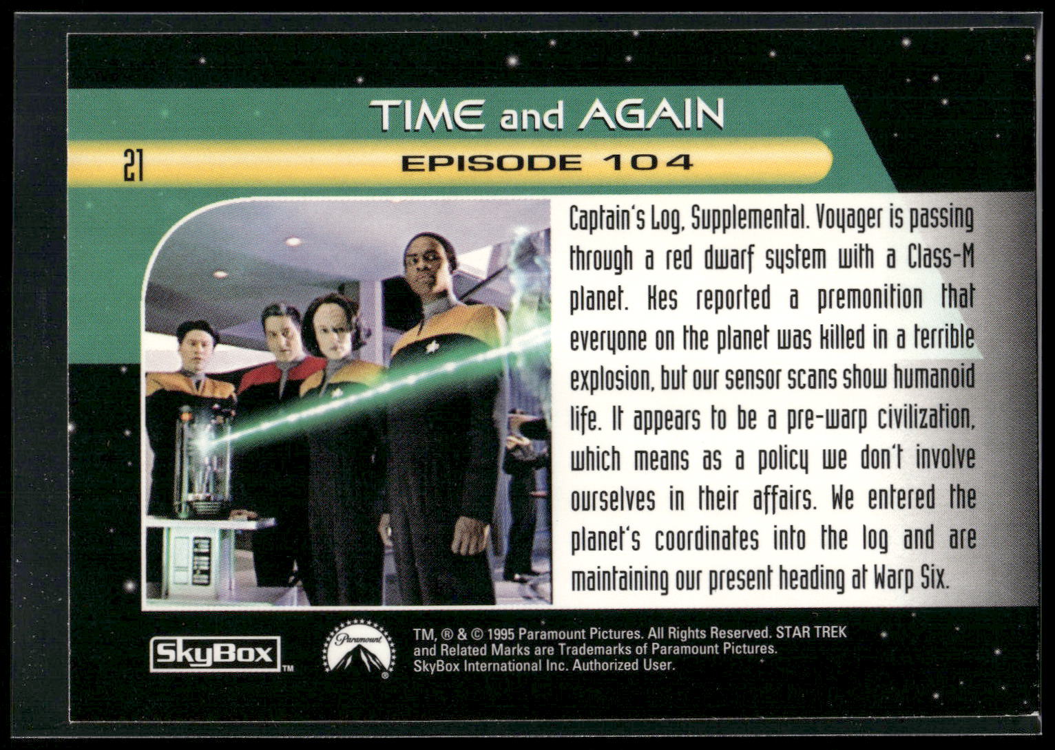 1995 SkyBox Star Trek: Voyager Season One Series Two #21 Time and Again