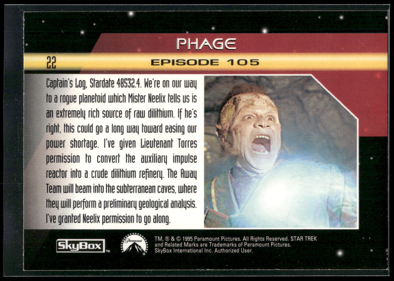 1995 SkyBox Star Trek: Voyager Season One Series Two #22 Phage