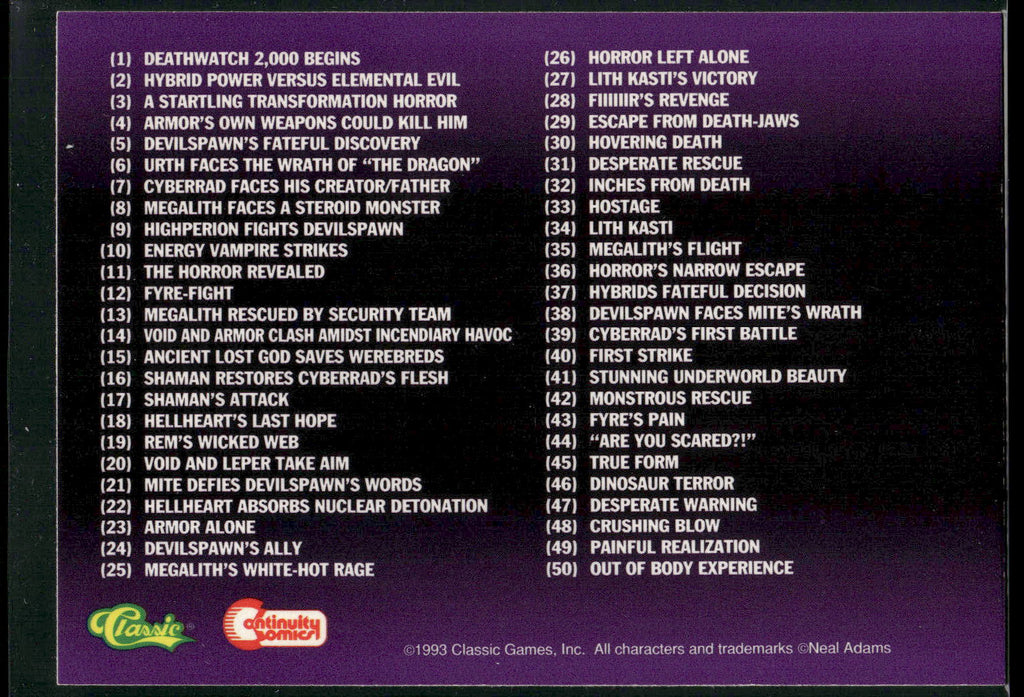 1993 Classic Deathwatch 2000 #NNO Checklist 1: 1-50