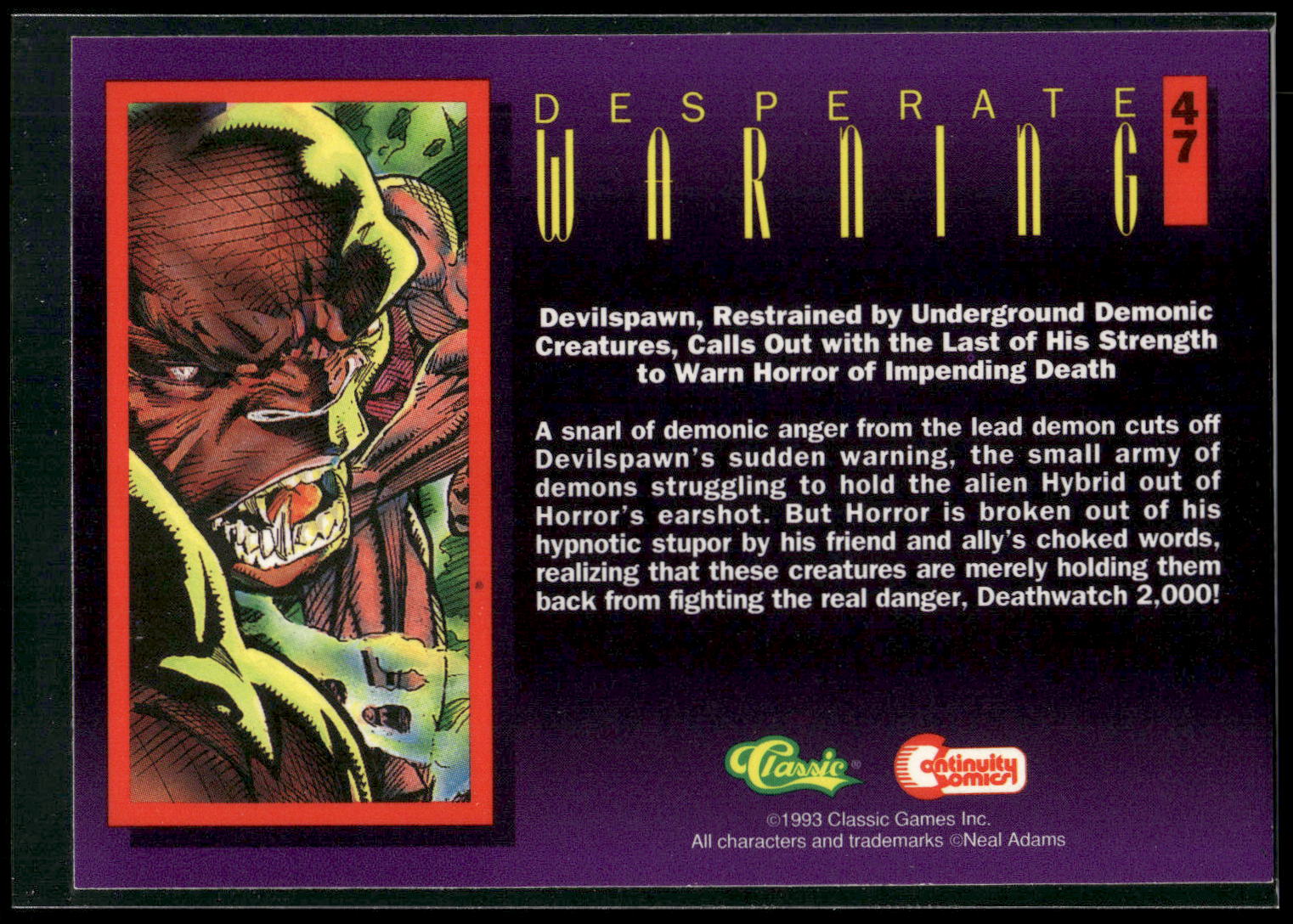 1993 Classic Deathwatch 2000 #47 Desperate Warning