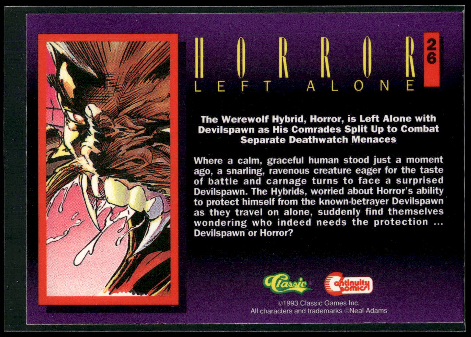 1993 Classic Deathwatch 2000 #26 Horror Left Alone