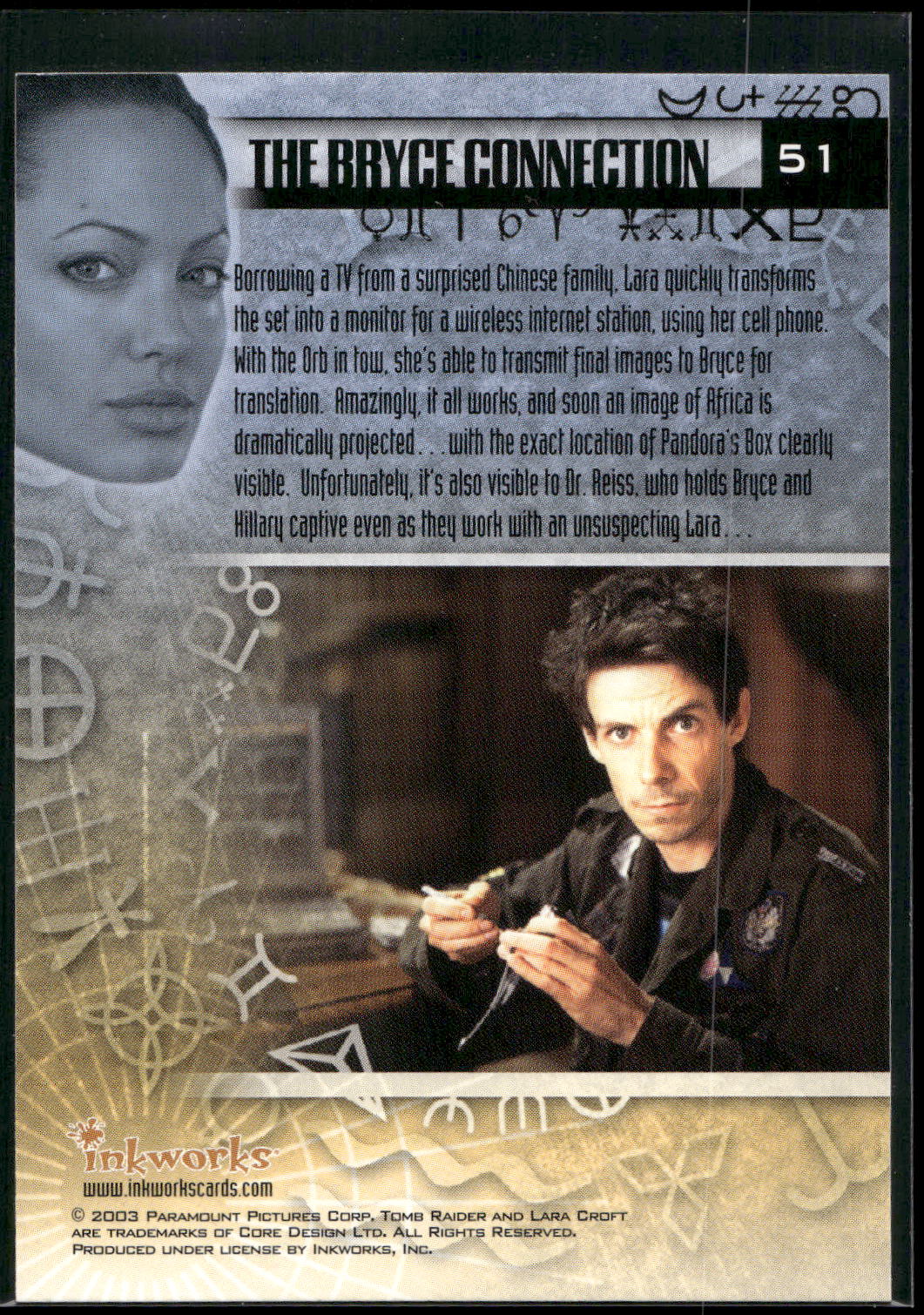 2003 Inkworks Tomb Raider: The Cradle of Life #51 The Bryce Connection