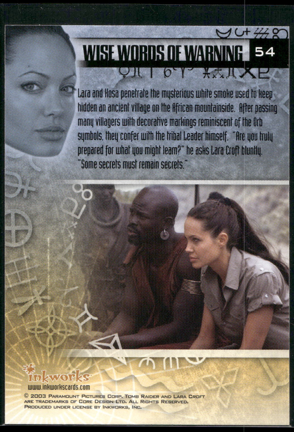 2003 Inkworks Tomb Raider: The Cradle of Life #54 Wise Words of Warning